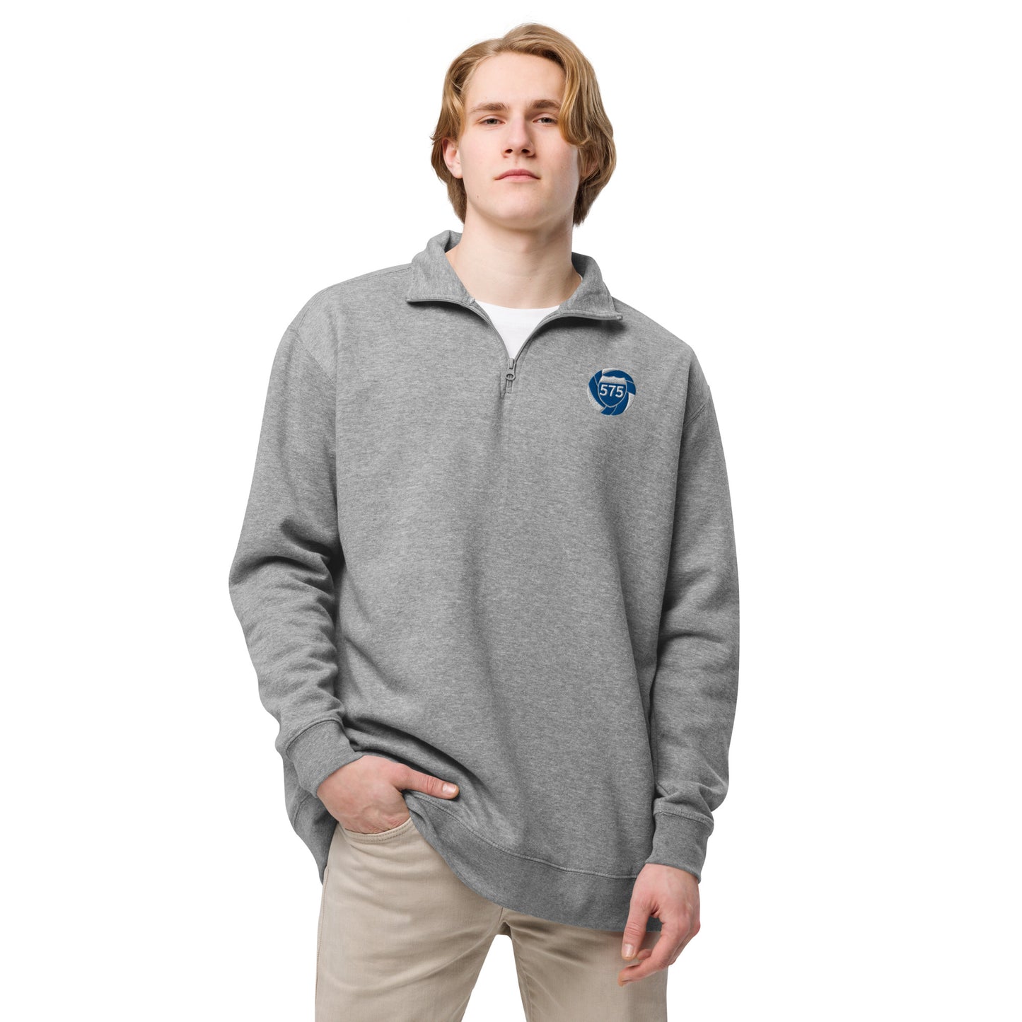 575 Embroidered Zip-Up Pull Over